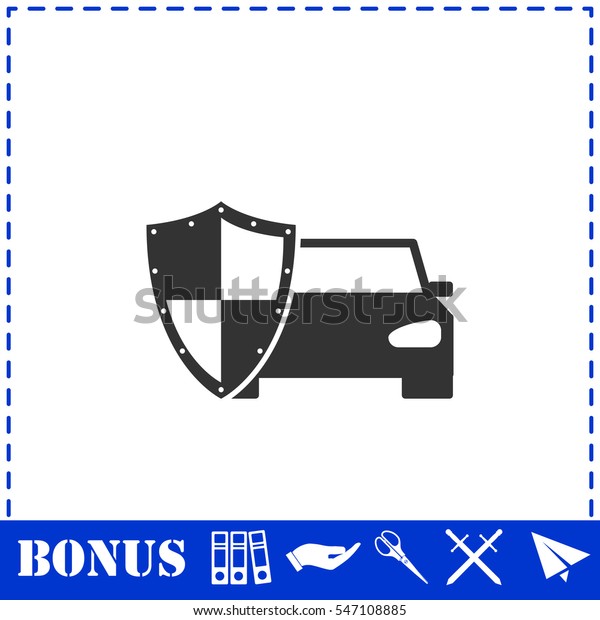 Car insurance icon flat. Simple vector symbol and\
bonus icon