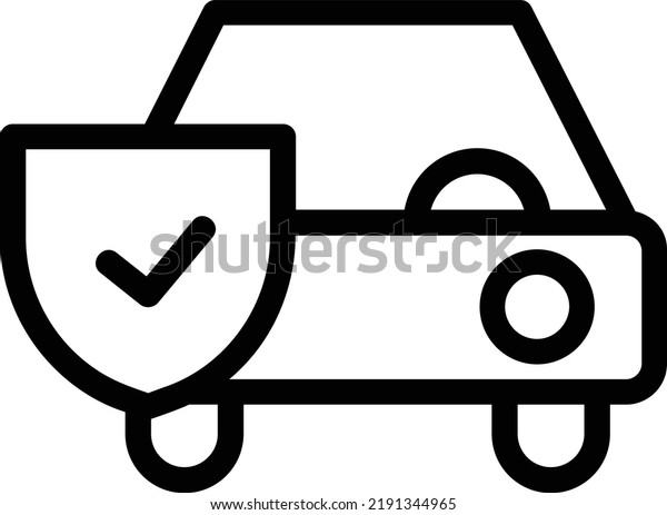 Car Insurance Icon With\
Outline Style, Insurance Sign And Symbol Isolated On White\
Background