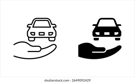Conjunto de ícone de seguro de carro. proteção de carro, cuidado e segurança para o automóvel, carro com ícone de escudo, ilustração vetorial no fundo branco