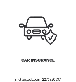 car insurance icon. Thin line car insurance icon from Insurance and Coverage collection. Outline vector isolated on white background. Editable car insurance symbol can be used web and mobile