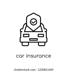 Car insurance icon. Trendy modern flat linear vector Car insurance icon on white background from thin line Insurance collection, editable outline stroke vector illustration