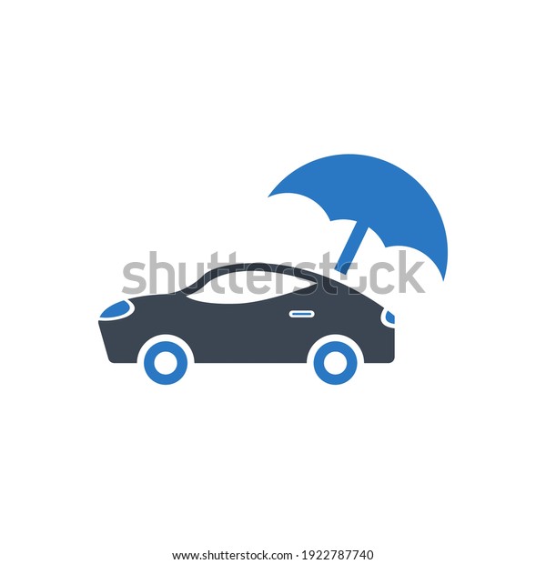 car
insurance icon. car with umbrella, car security
icon.