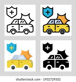 car insurance icon vector design in filled, thin line, outline and flat style.