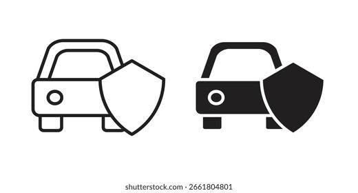 Car insurance icon vector editable. black vectors set