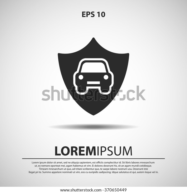 car insurance icon for web and mobile. car\
and shield sign in flat design\
style