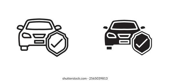 Car insurance icons in outline and fill. vector illustration for ui.