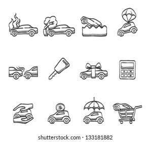 Car insurance icons in sketch