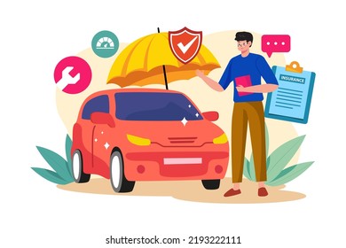 Car Insurance Illustration concept on white background