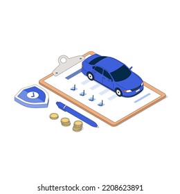 car insurance illustration isometric style