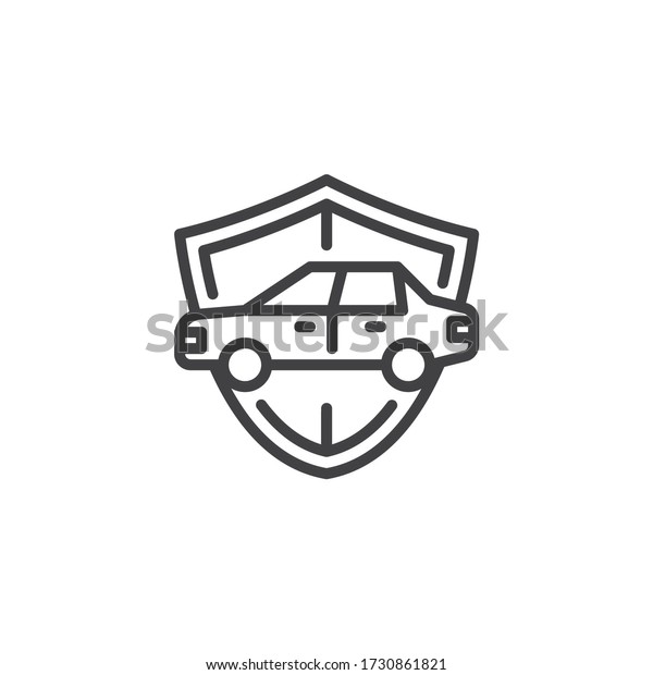 Car\
insurance line icon. linear style sign for mobile concept and web\
design. Car and protection shield outline vector icon. Auto\
security symbol, logo illustration. Vector\
graphics