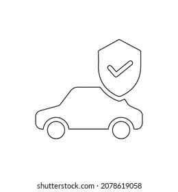 Car insurance line icon. Transport insurance icon. Car risk coverage sign. Vehicle protection symbol. Classic flat style. Quality design element. Simple transport insurance icon. Vector illustration.