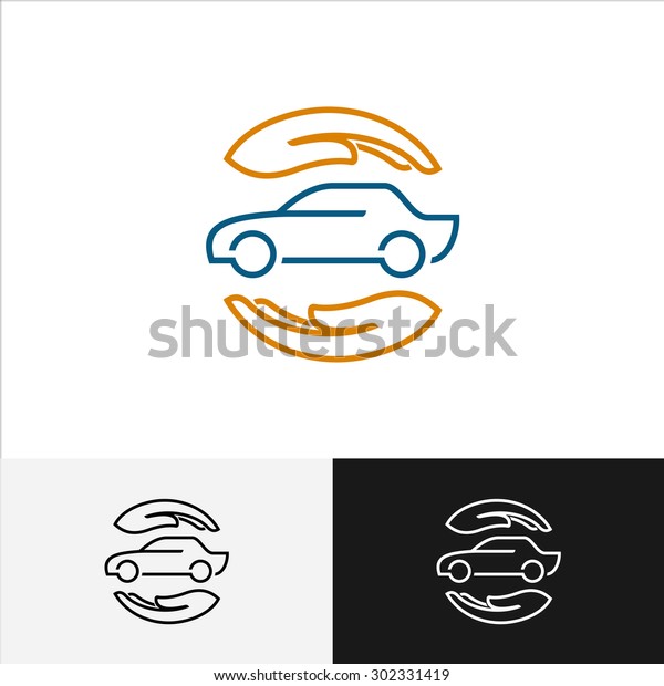 Car insurance logo
with care hands around