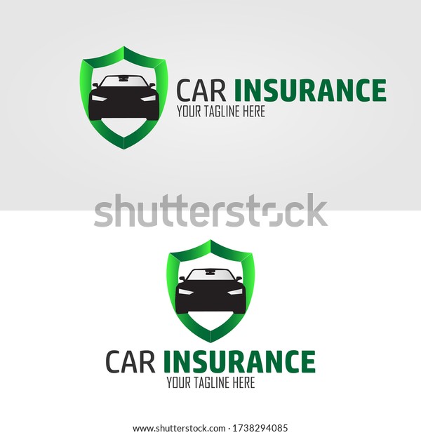 Car Insurance logo design,\
concept with silhouette car and green shield. Vector\
illustration.\
