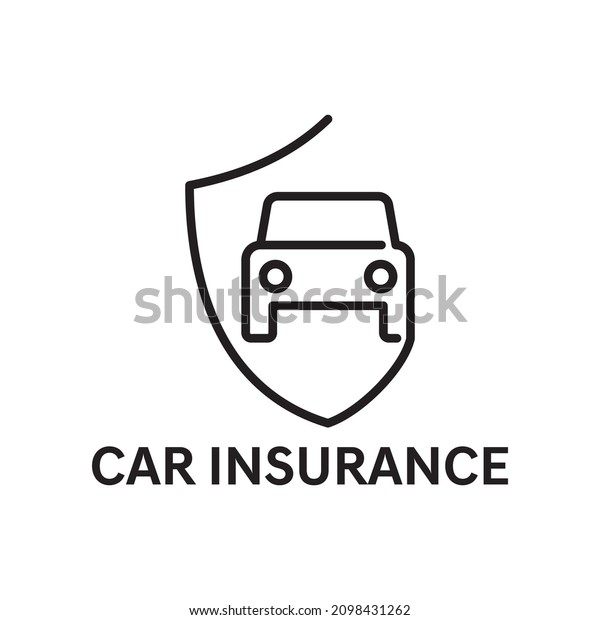 Car insurance logo and icon. Simple lineart\
symbol for business.