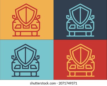 Logotipo del seguro de automóvil, icono plano simple del vehículo, el coche, el transporte