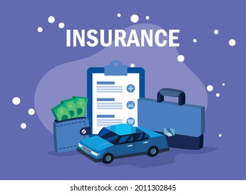 car insurance payment and icons