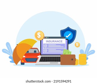 Car Insurance policy concept for website, banner, post, flyer. Vector illustration in flat style.