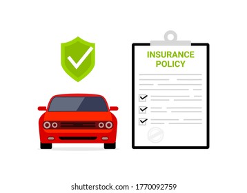 Car Insurance Policy Finance Form Money Concept. Car Insurance Icon Vector Document