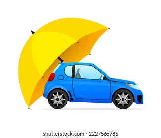 Car insurance policy finance money concept. Umbrella protection concept. Vector illustration.