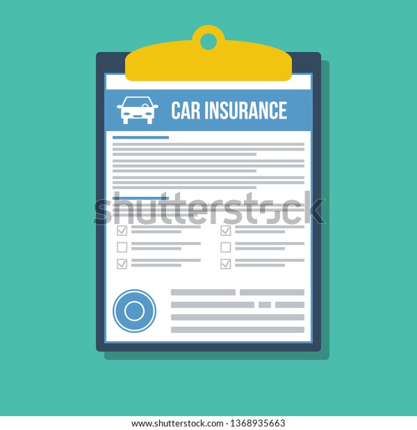 car insurance policy paper document, flat
vector illustration