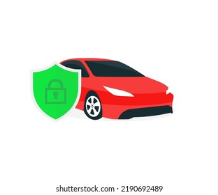 Política de seguro de automóviles, Escudo, Diseño del logotipo del concepto de seguridad. Diseño e ilustración del vector de concepto de seguro de automóvil.