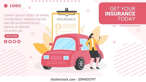 Car Insurance Post Template Flat Design Illustration Editable of Square Background Suitable for Social media, Greeting Card and Web Internet Ads
