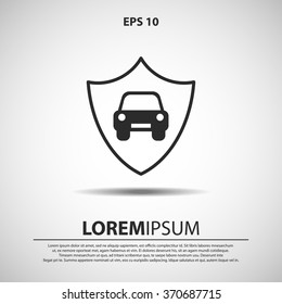 car insurance shield icon for web and mobile. flat design style