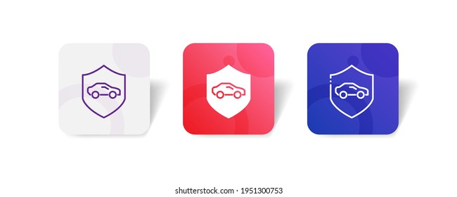 car insurance shield protection pixel perfect icon set bundle in line, solid, glyph, 3d gradient style