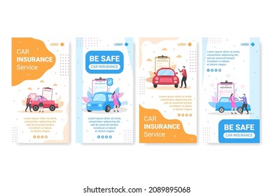 Car Insurance Stories Template Flat Design Illustration Editable of Square Background Suitable for Social media, Greeting Card and Web Internet Ads
