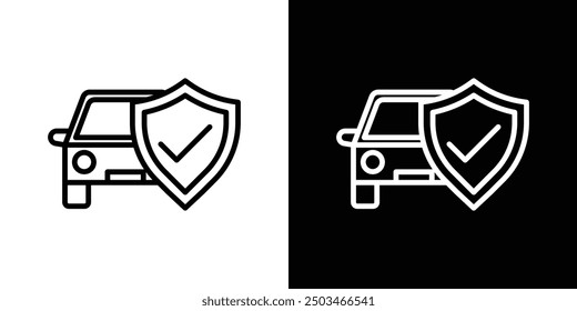 Conjunto de iconos de Vector de línea delgada de seguro de automóvil.