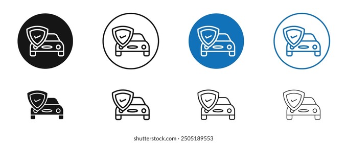 Icono del Vector del seguro del coche en colores negros y azules