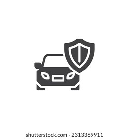 Icono del vector de seguro de automóvil. signo plano relleno para concepto móvil y diseño web. Icono de glifo protector del automóvil. Símbolo, ilustración del logotipo. Gráficos vectoriales