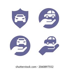 Car insurance vector icon set. Car protection
