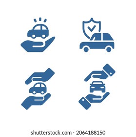 Car insurance vector icon set. Car protection