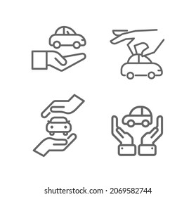Car insurance vector icon set. Car protection