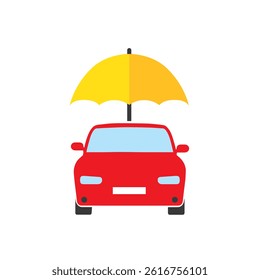 Car insurance vector logo concept protect icon. Car insurance umbrella cover care illustration
