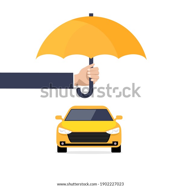 Car insurance vector\
logo concept protect icon. Car insurance policy umbrella cover care\
illustration