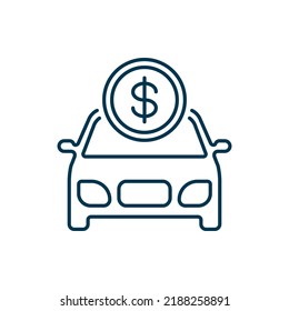 Car insurance. Vehicle price icon line style isolated on white background. Vector illustration