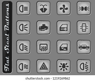 Car interface web icons on the flat steel buttons