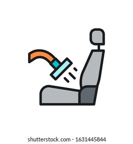 Car interior cleaning flat color line icon. Isolated on white background