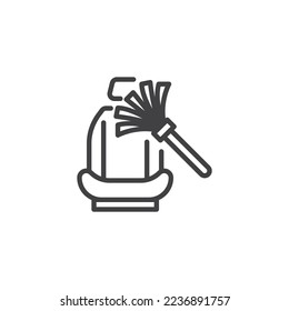 Car interior dusting line icon. linear style sign for mobile concept and web design. Car seat cleaning outline vector icon. Symbol, logo illustration. Vector graphics