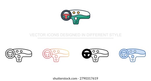 Car Interior Icon Set Isolated on White Background Illustration