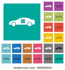 Innenausstattung des Autos: mehrfarbige Flachsymbole auf einfarbigem Hintergrund. Weiße und dunklere Icon-Variationen für Hover oder aktive Effekte.