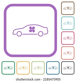 Car interior ventillation simple icons in color rounded square frames on white background
