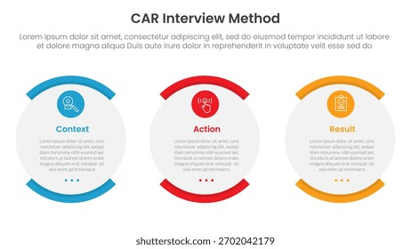 Infografía del método de la entrevista del COCHE 3 punto con la caja redonda del huevo de la forma para el Vector de la presentación de la diapositiva