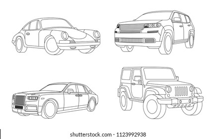 Car isolated illustration icon,Vector line, Transport icon, Auto icon, Sport car, Modern auto, Transportation concept, Line vector, Rent car