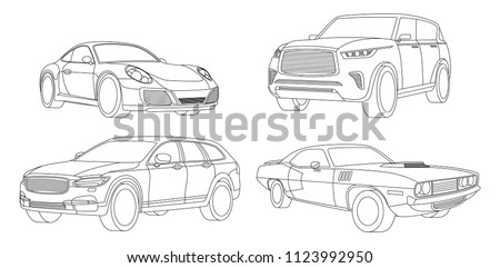 Car isolated illustration icon,Vector line, Transport icon, Auto icon, Sport car, Modern auto, Transportation concept, Line vector, Rent car