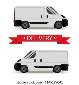 Car. Isolated on white background. Vector illustration of delivery. Flat style. Side view. Profile.