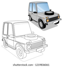 Car. Isolated on white background. Vector illustration.