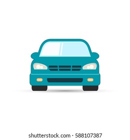 Car isolated vector illustration. Automobile in white background. Front view.